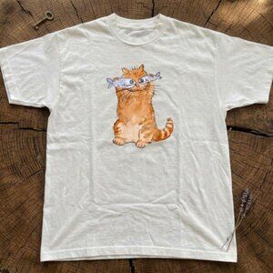 Funny Orange Cat Graphic Tee Cute Cat T-Shirt Gildan